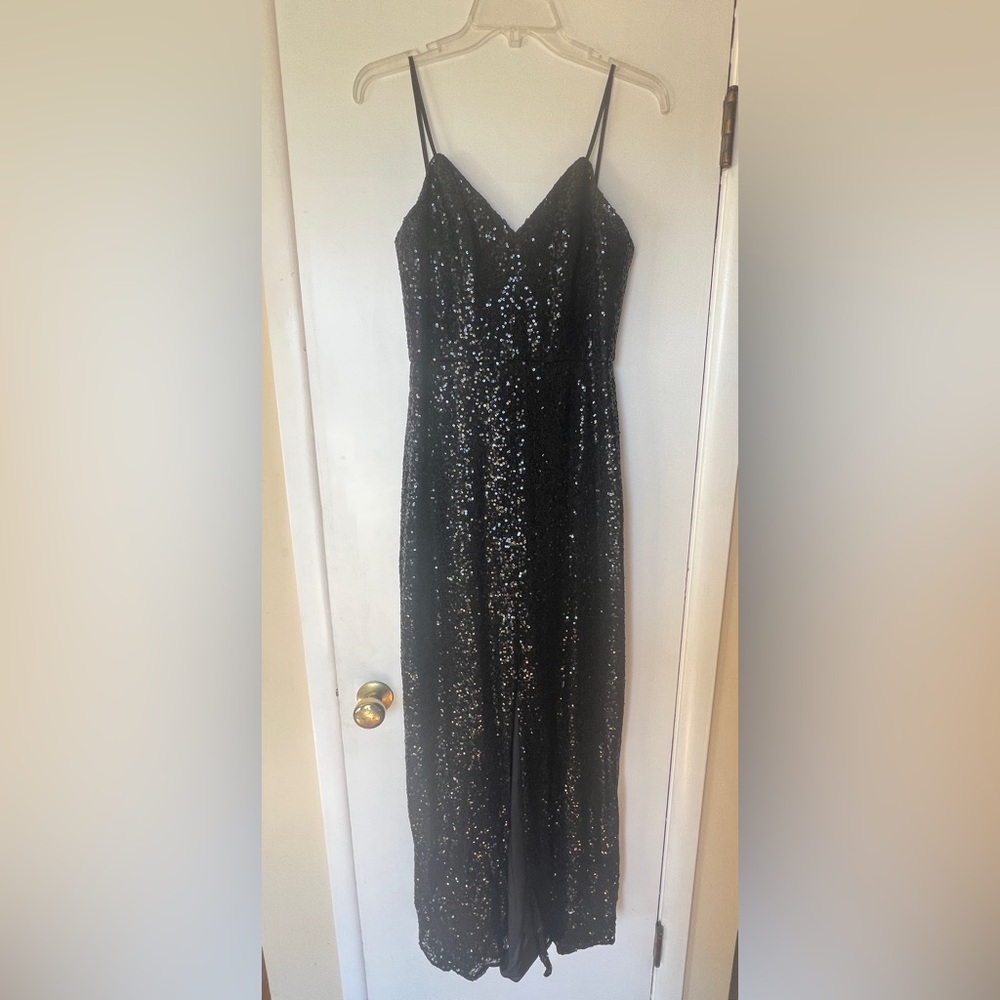 Black Sequin Amsale Dress